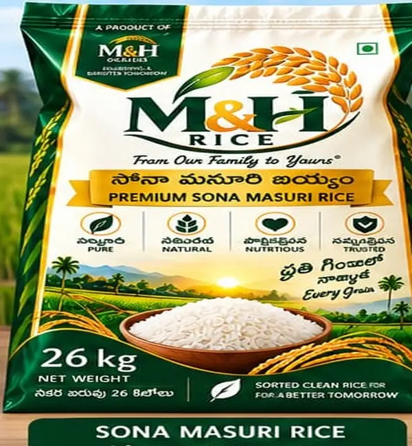 M&H RICE Sona Masuri Rice branded product artwork