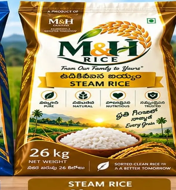M&H RICE Steam Rice branded product artwork